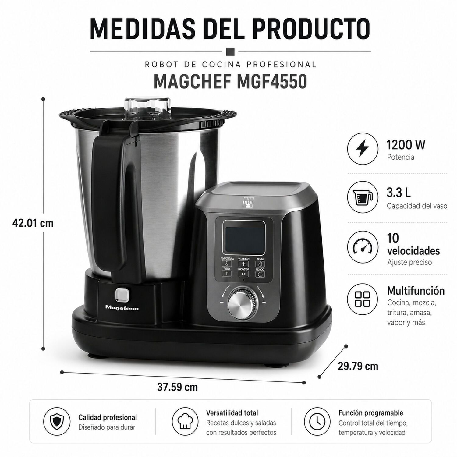 Robot De Cocina Profesional Magchef Magefesa Mgf4550 3.3l image number 4.0