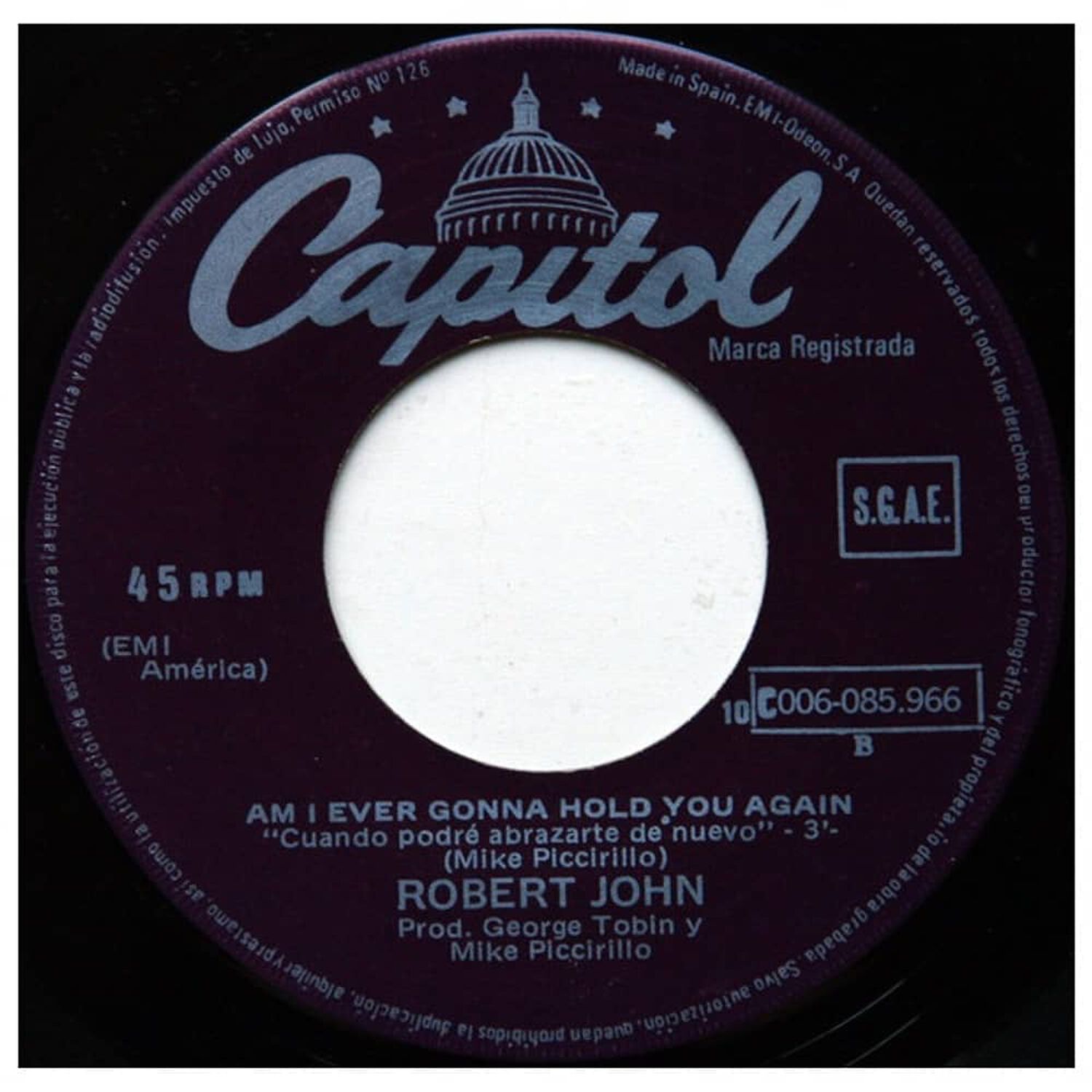 Robert John - Sad Eyes/ojos Tristes | 7" Single Vinilo Usado image number 3.0