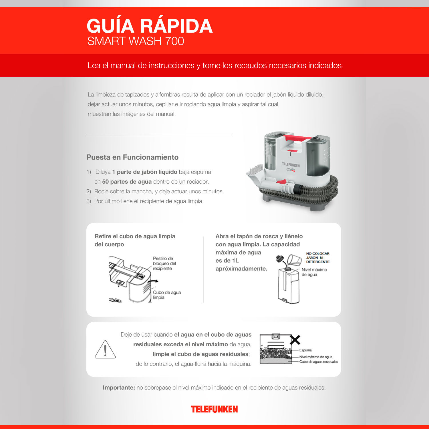 Aspiradora Y Limpia Tapiz Telefunken Smart Wash 700 image number 5.0