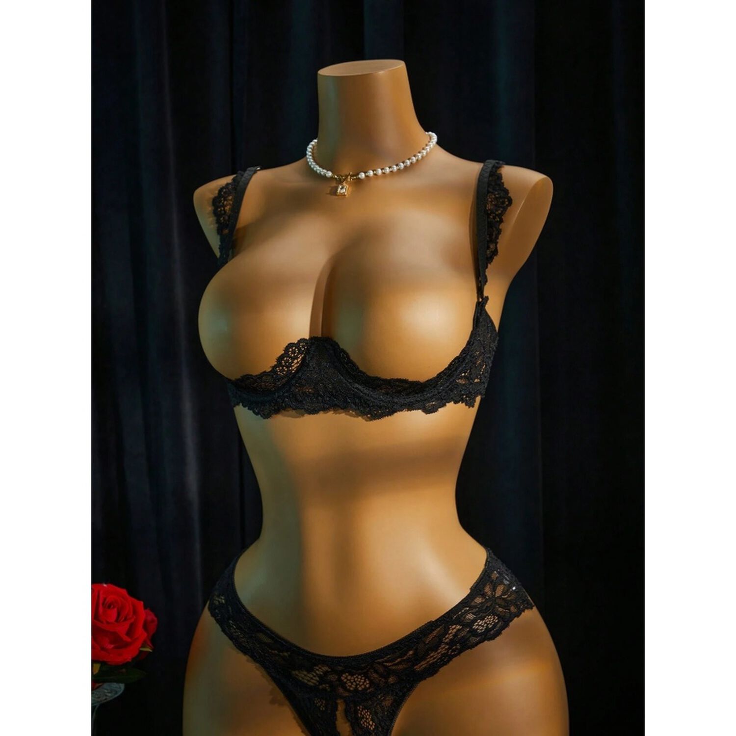 Lencer&iacute;a Ropa Interior Sexy Con Encaje De Contraste Aros 2pz image number 13.0