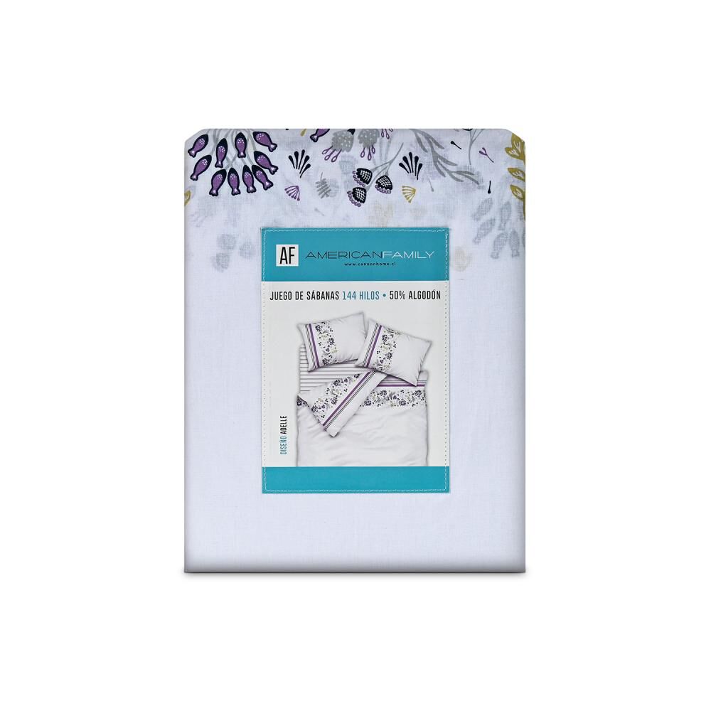 Juego De S&aacute;banas American Family Adel Gris / 2 Plazas / 144 Hilos image number 3.0