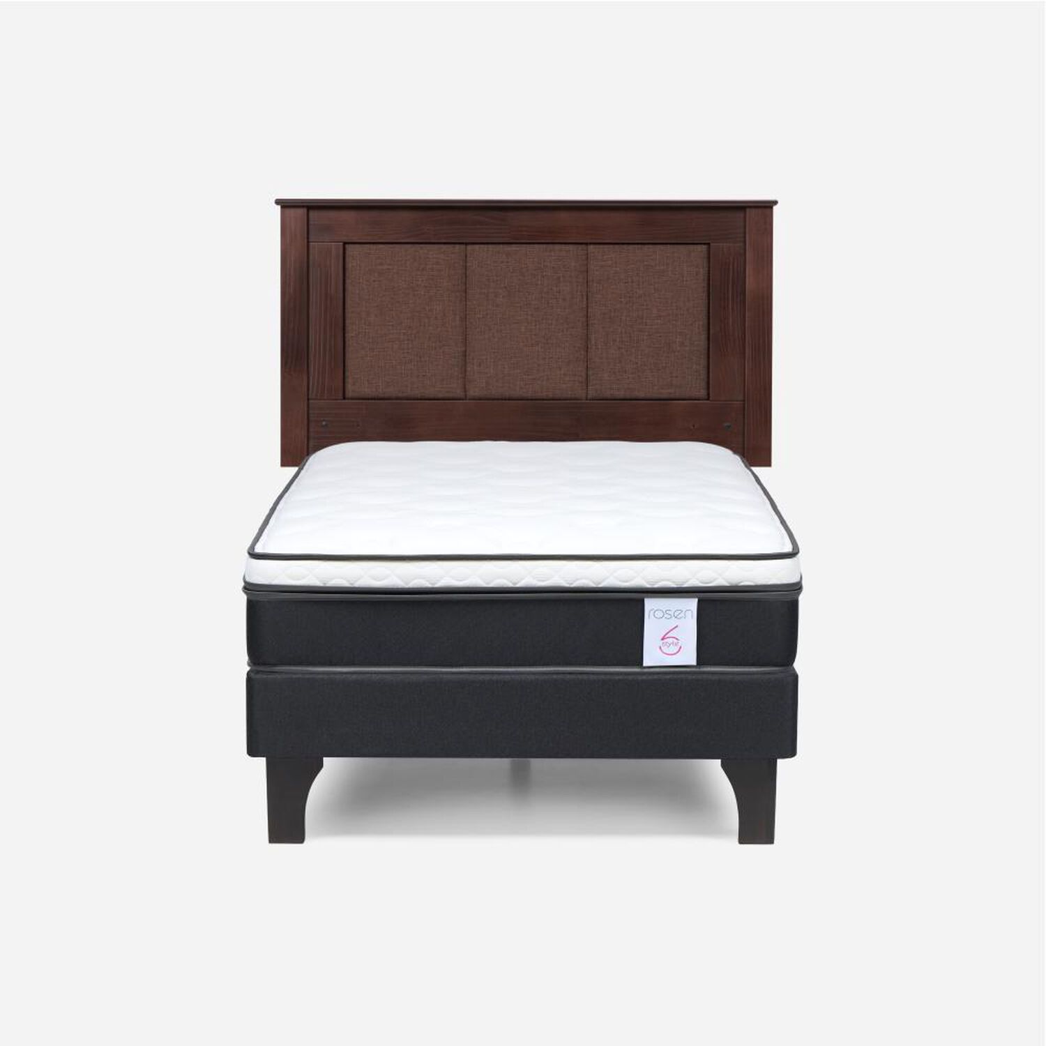Cama Europea Rosen New Style 6 / 1.5 Plazas / Base Normal + Respaldo image number 0.0