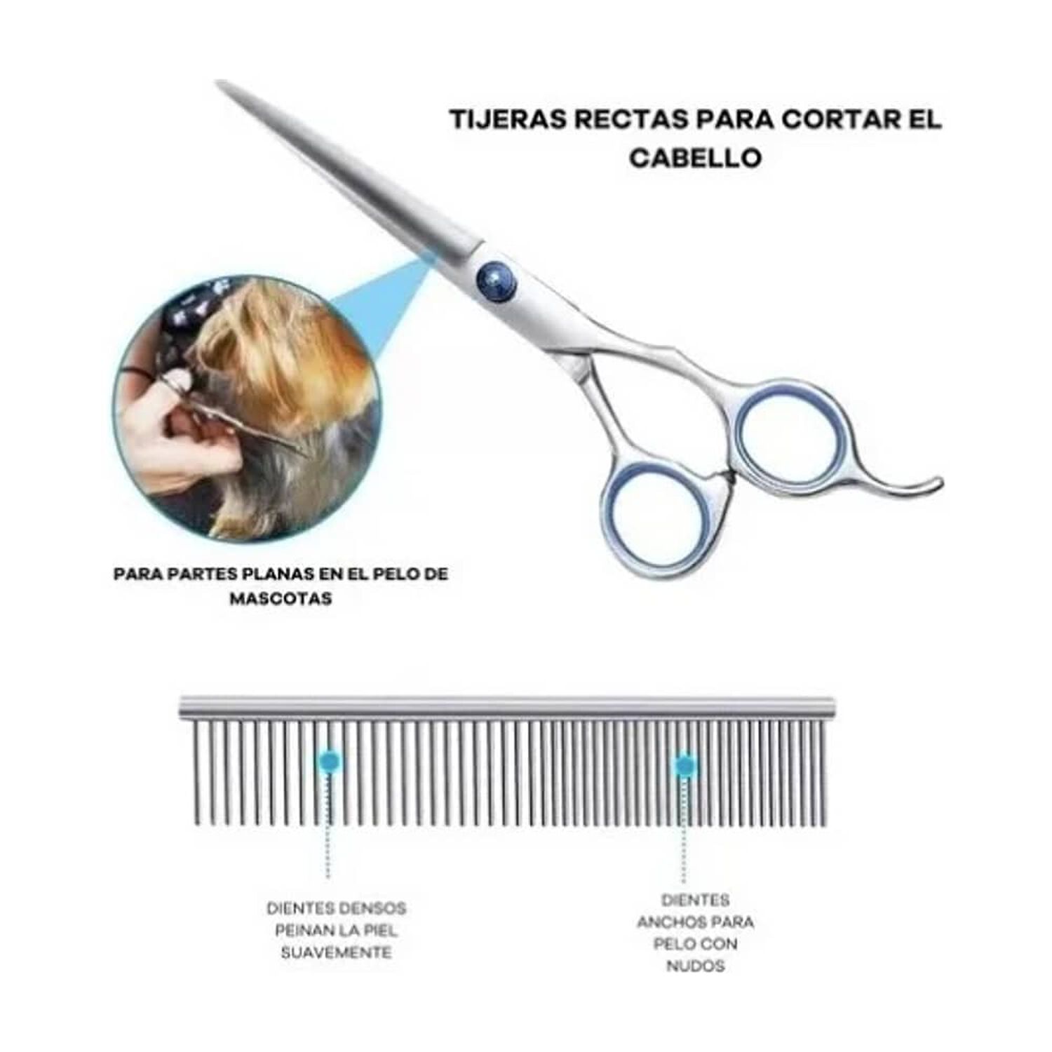 Juego De Tijeras De Aseo Para Mascotas Con 4 Tijeras 1 Peine image number 3.0