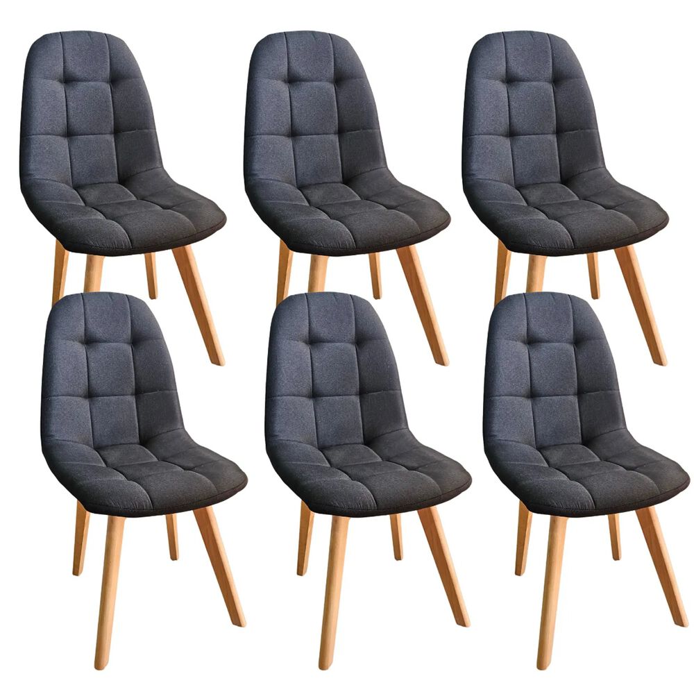 Pack 6 Sillas Capitonne Lino Negro image number 0.0