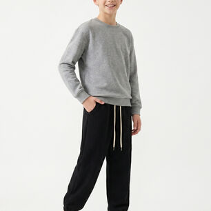 Pantalon Buzo Ni&ntilde;o Algod N Jogger Negro Con Pu&ntilde;o Escolar