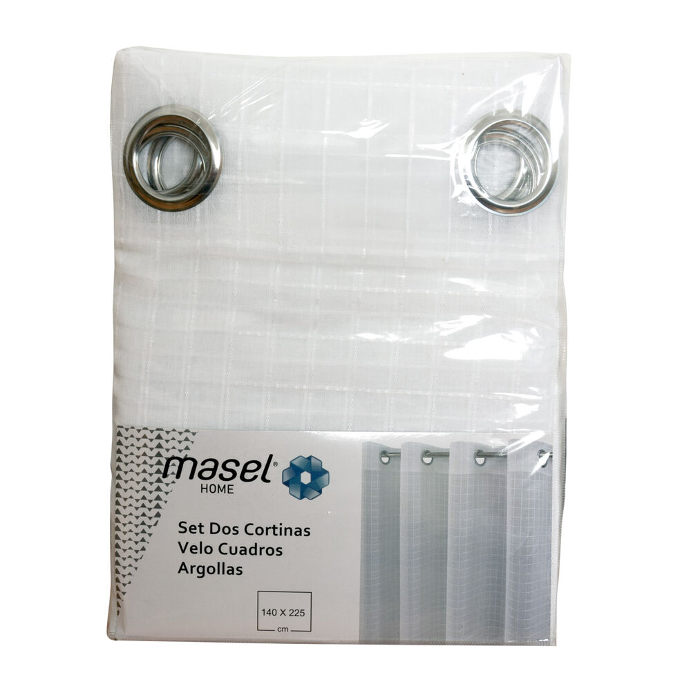 Set 2 Velos Gasa Cuadros Blanco 140x225 image number 3.0