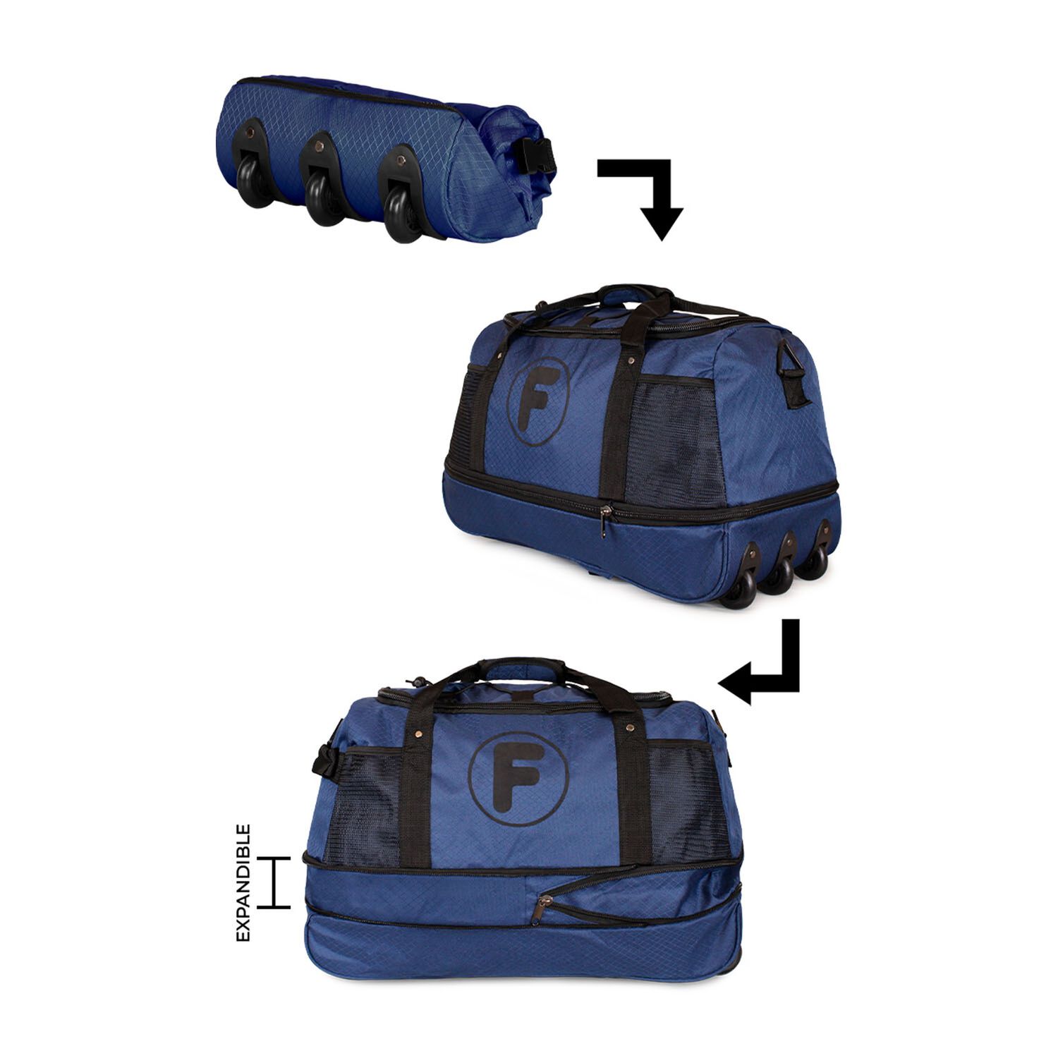 Bolso Mochila Con Ruedas Goliat Azul + Candado Fila image number 1.0