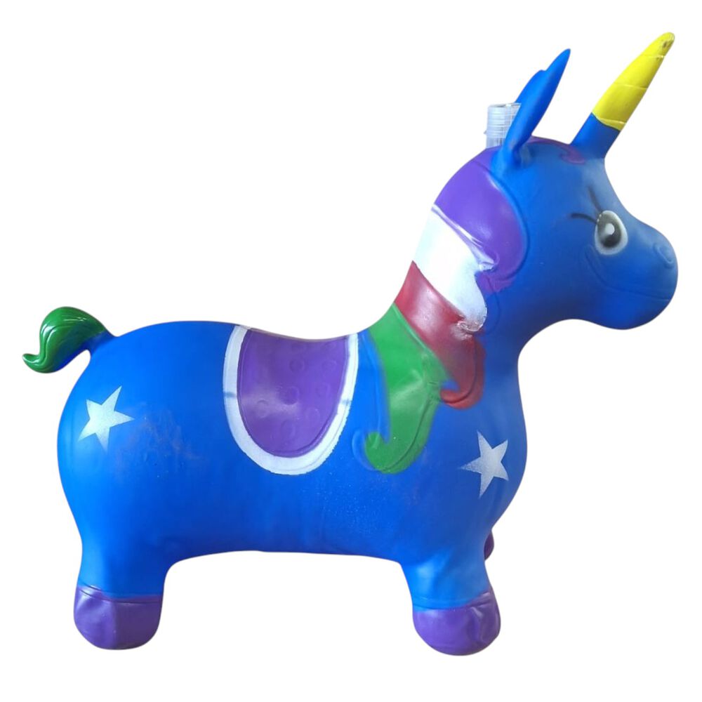 Unicornio Saltarín Inflable Con Sonido Azul image number 1.0