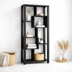 Estanter&iacute;a Prisma Noir Librero Geom&eacute;trico Moderno 39x80x180 - Negro