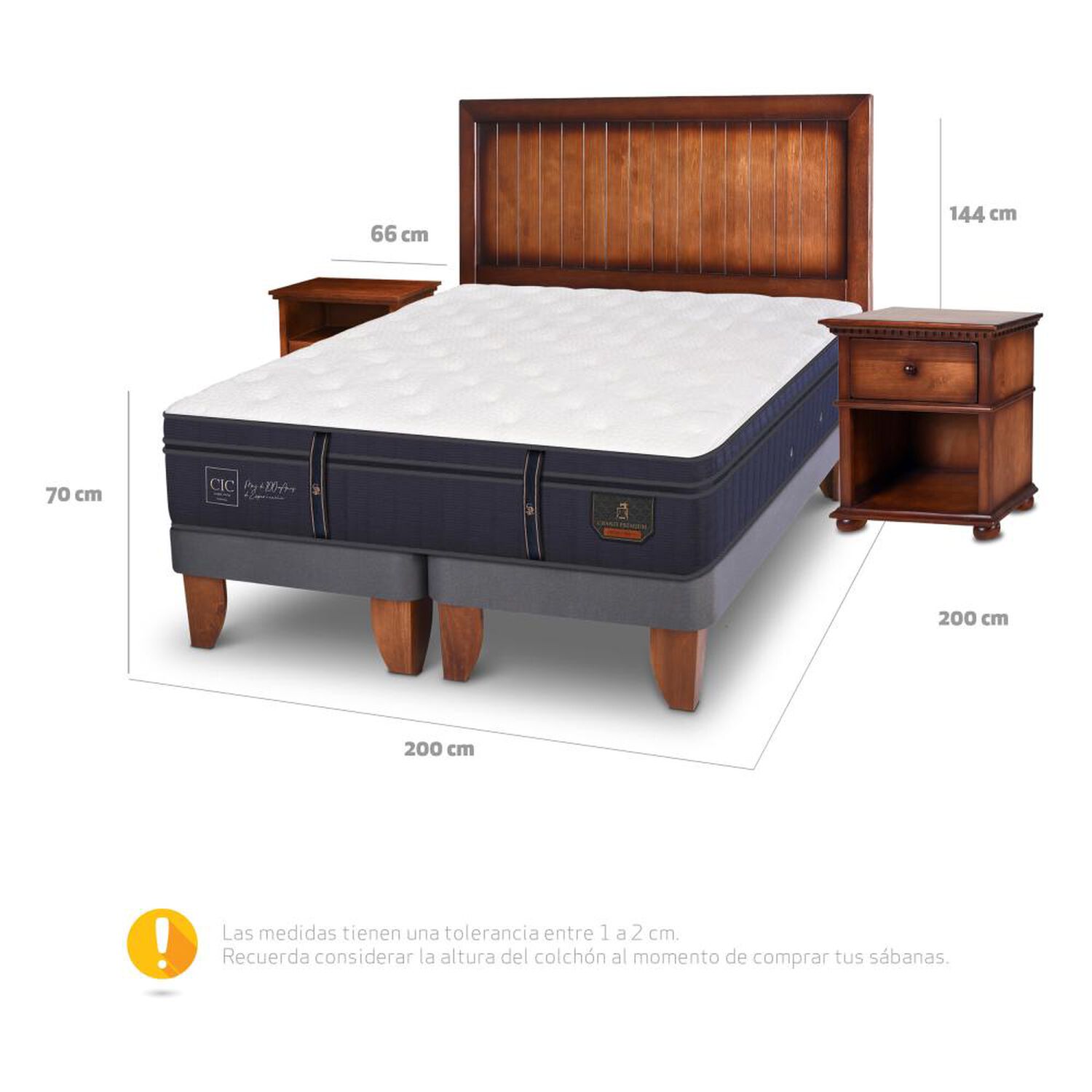 Cama Europea Cic Grand Premium / Super King / Base Dividida + Set De Maderas image number 4.0