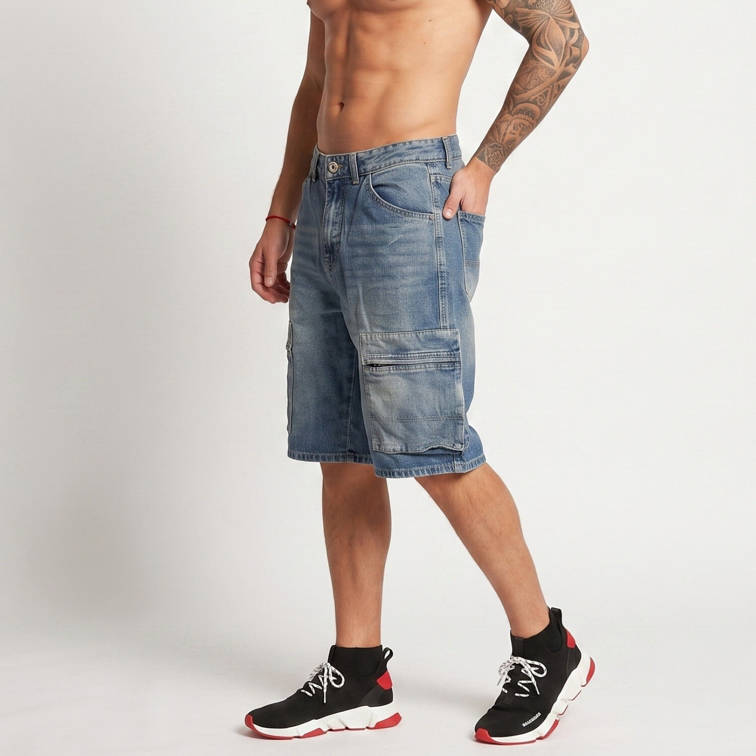 Short Bermuda Denim Cargo Relaxed Fit Hombre Hawai image number 1.0