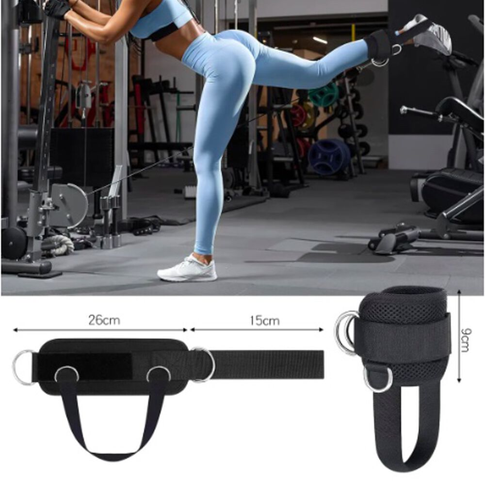 Pared Negra Tobilleras Para Polea Gym Gl&uacute;teos Banda Tensi&oacute;n image number 2.0