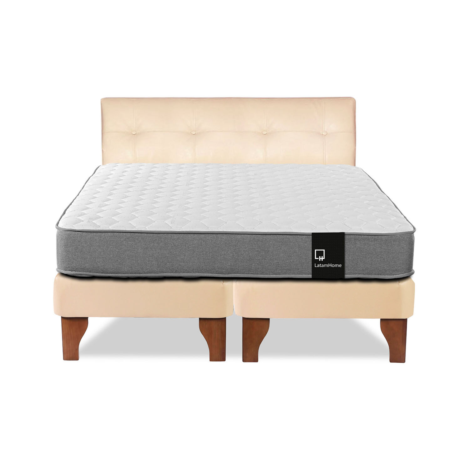Cama Europea Zen Best Tela Pu Beige 2 Plazas + Respaldo image number 0.0