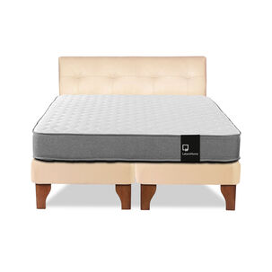 Cama Europea Zen Best Tela Pu Beige 2 Plazas + Respaldo