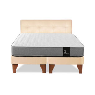 Cama Europea Zen Best Tela Pu Beige 2 Plazas + Respaldo