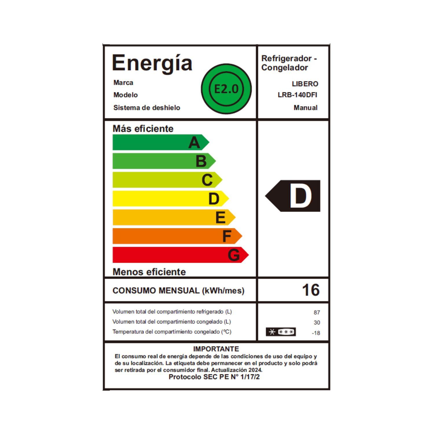 Refrigerador Bottom Freezer Frio Directo Lrb-140dfi Inox image number 4.0