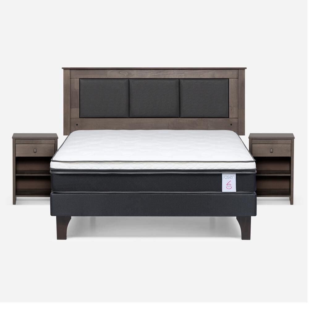 Cama Europea Rosen New Style 6 / 2 Plazas / Base Normal  + Set Maderas Rachel Gris image number 0.0