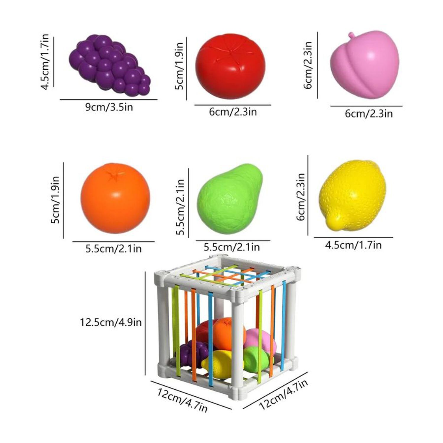 Cubo Did&aacute;ctico Sensorial De Frutas Con Cuerdas El&aacute;sticas image number 4.0
