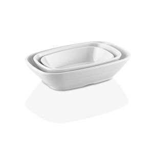 Set De 4 Plato Rectangular Pc Blanco