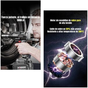 Kit Llave Impacto Inal&aacute;mbrica Taladro Pistola 2 Bater&iacute;as D02