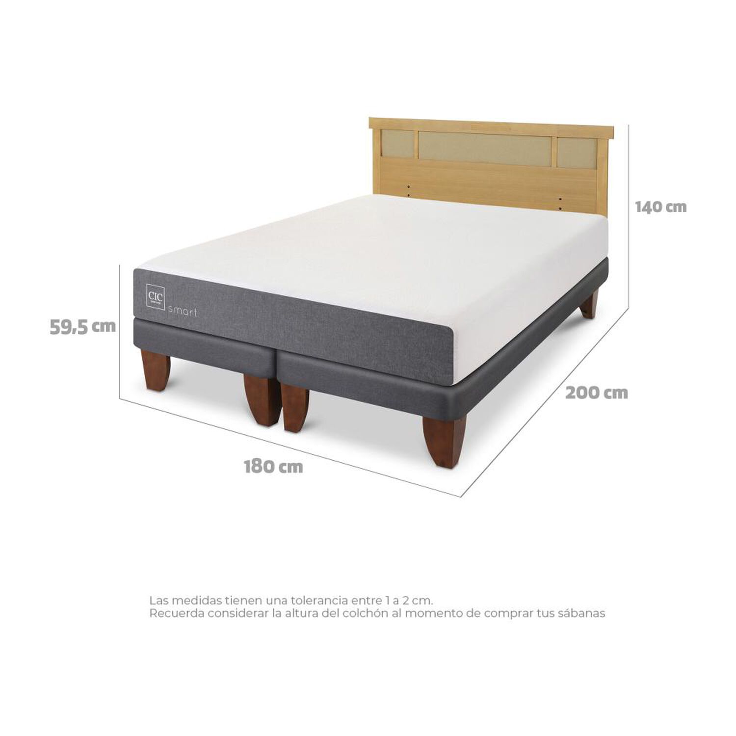 Cama Europea Cic Smart / King / Base Dividida + Respaldo image number 4.0