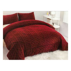 Cobertor Invierno Con Chiporro 2 Plazas Endredon Y 2 Fundas Rojo