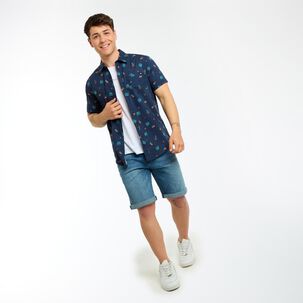 Camisa Estampada Slim Manga Corta Hombre Skuad