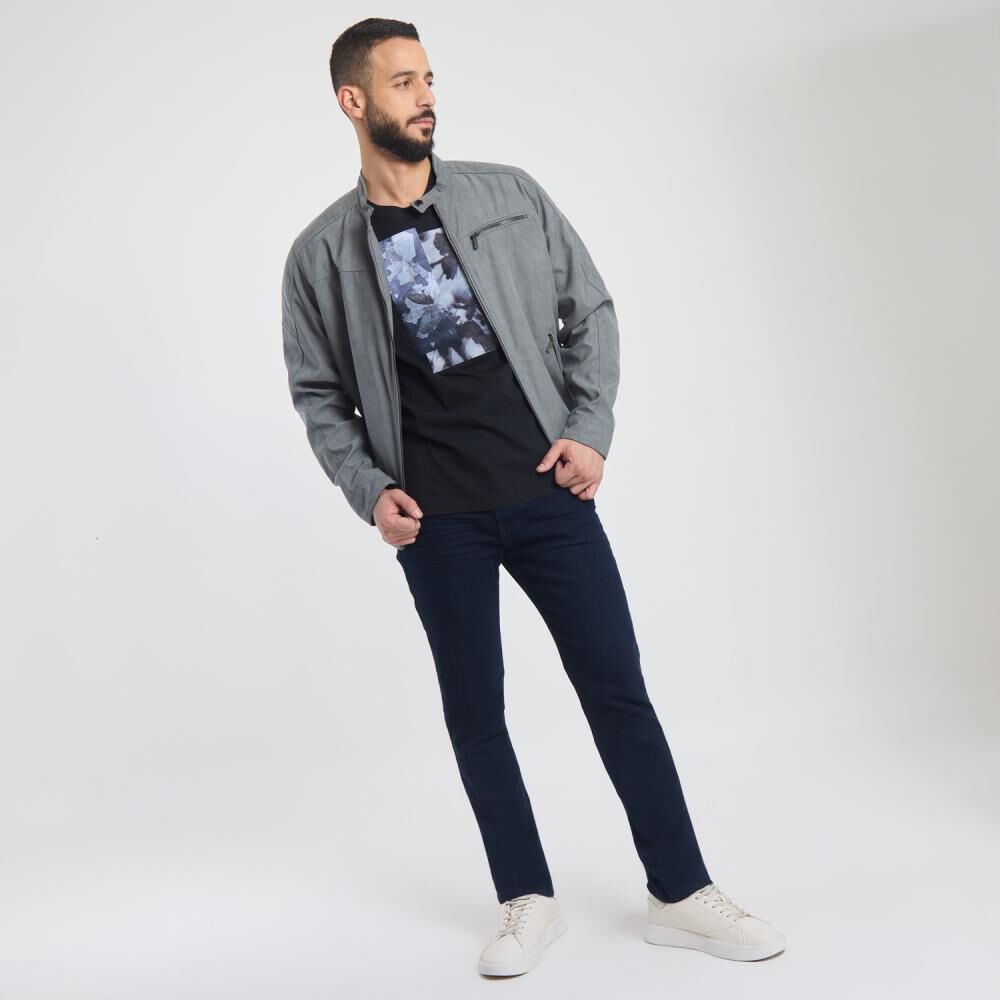 Polera Estampada Manga Corta Cuello Redondo Hombre Az Black image number 1.0