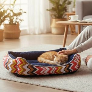 Cama Para Mascotas Espuma - Talla S (tricolor Rojo)