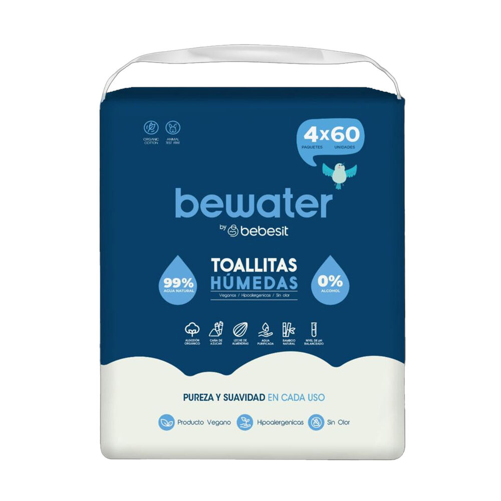 Toallas Húmedas Bewater Bebesit - Bolsa 4x60 Unidades image number 0.0