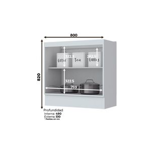 Mueble Inferior Home Mobili Mueble Cocina Americana / 2 Puertas