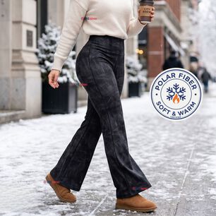 Calza Pantal&oacute;n Polar Con Chiporro Palazzo Mujer Elasticada T&eacute;rmica Negra