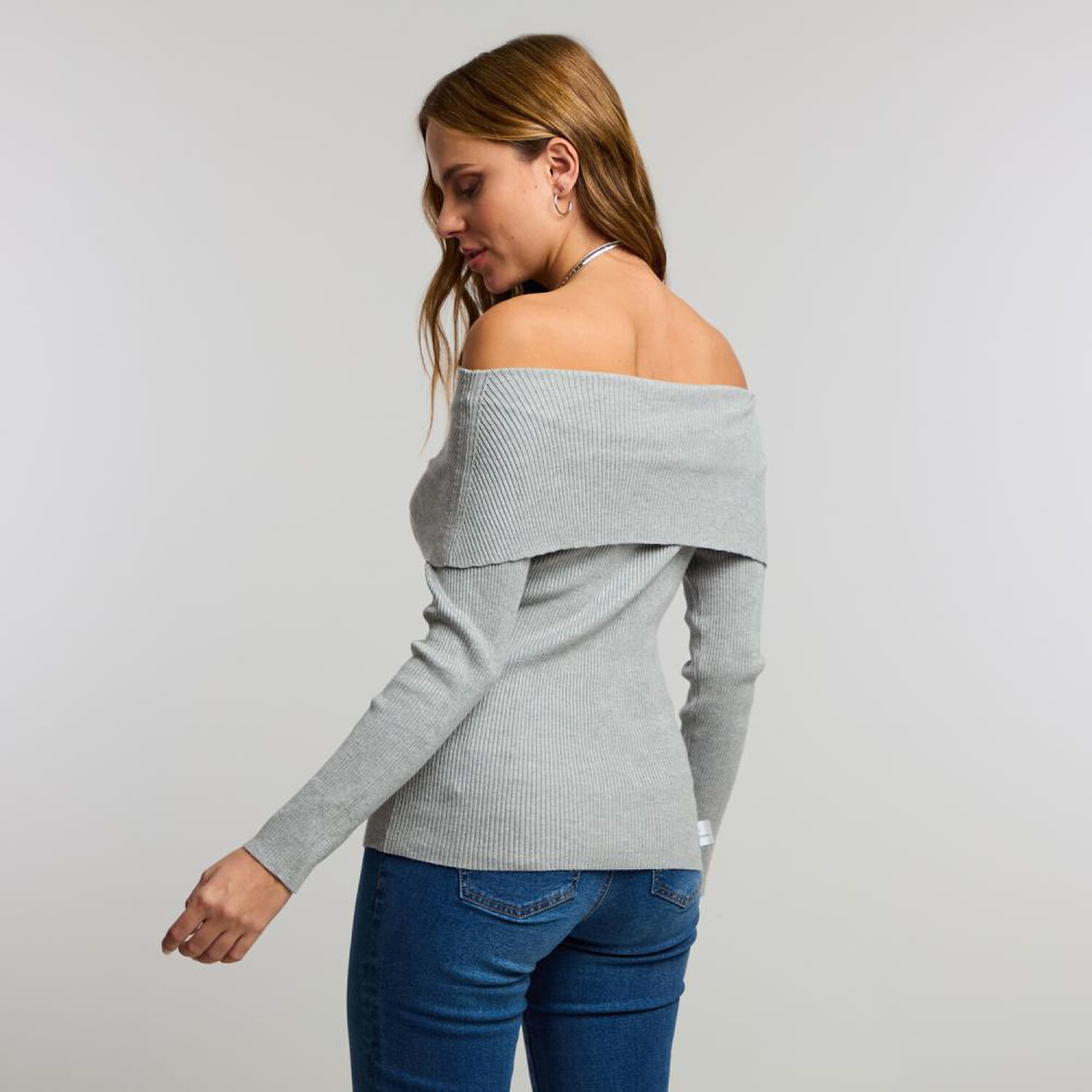Sweater Manga Larga Hombros Descubiertos Cuello Bardot Mujer Kimera image number 3.0