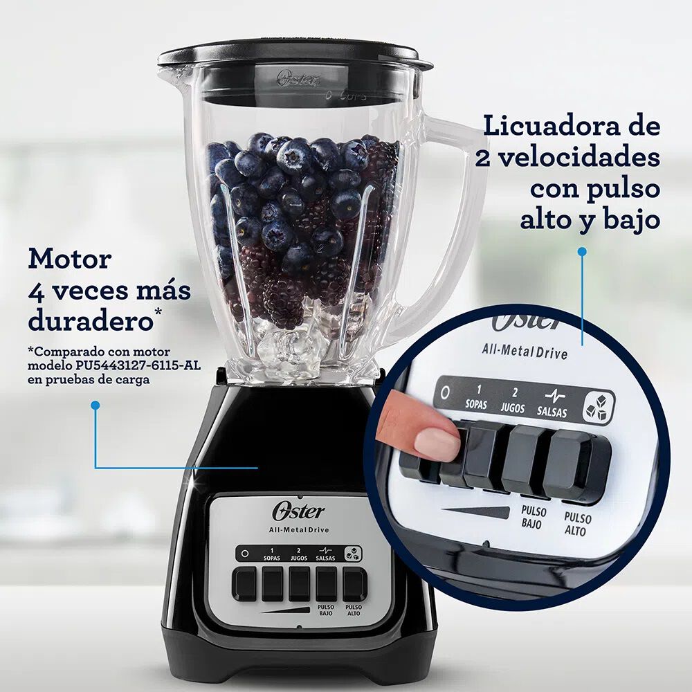 Licuadora Oster 2 Velocidades Más Pulso Y Vaso De Vidrio Blstkagbpb image number 1.0