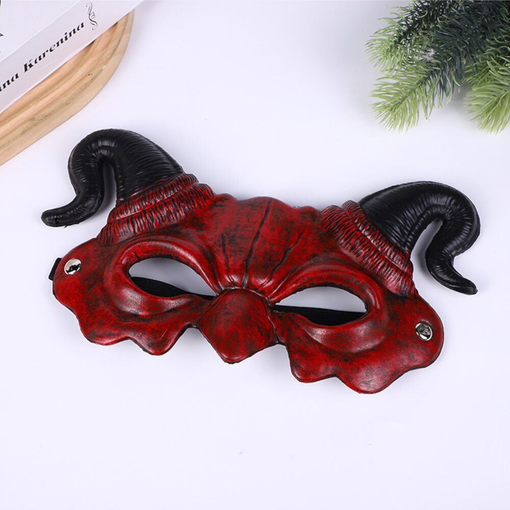 M&aacute;scara Diablo Adulto Lucifer Halloween Cuernos image number 1.0