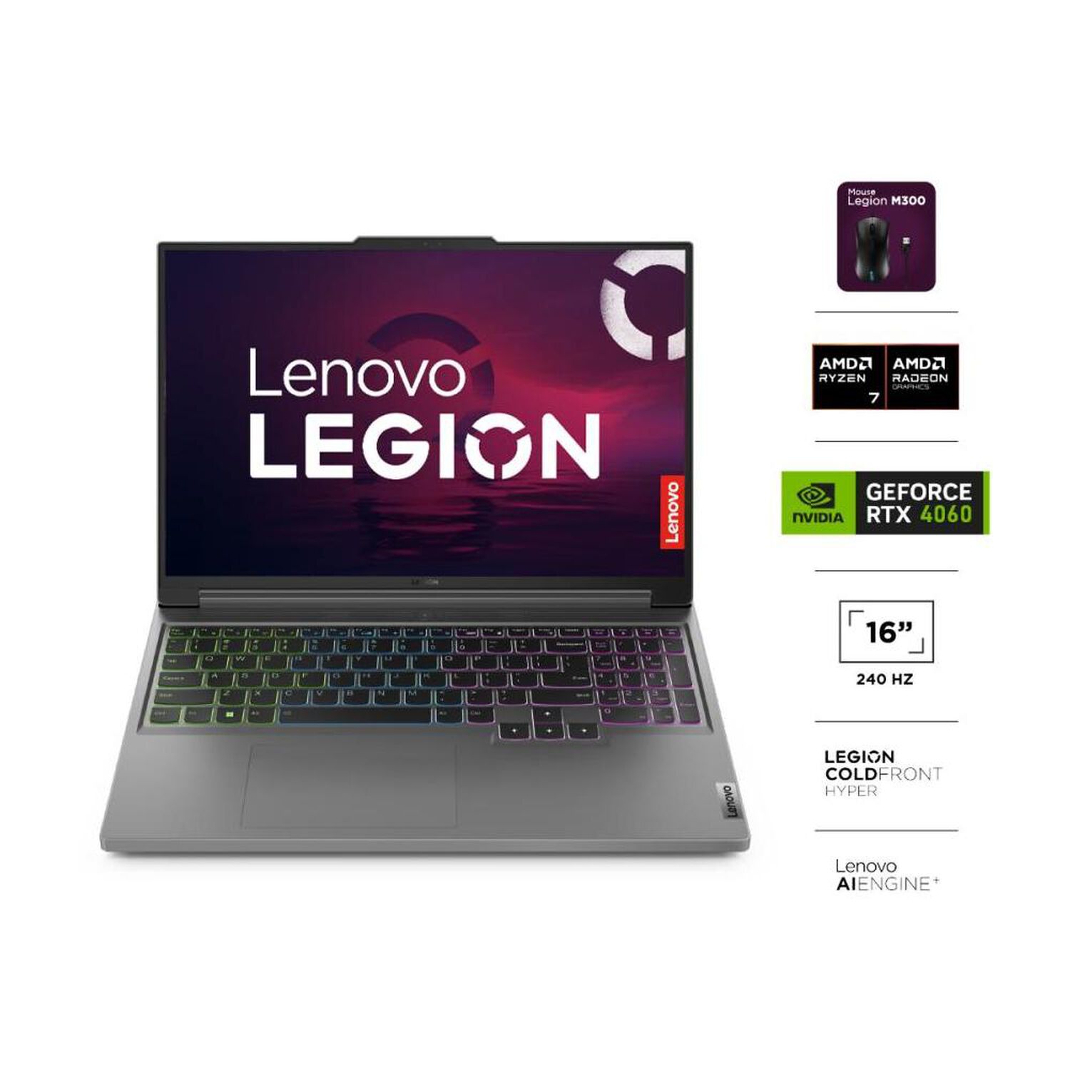 Notebook Gamer 16" Lenovo Legion Slim 5 / AMD Ryzen 7 / 16 GB RAM / Nvidia Geforce RTX 4060 / 1TB SSD image number 0.0