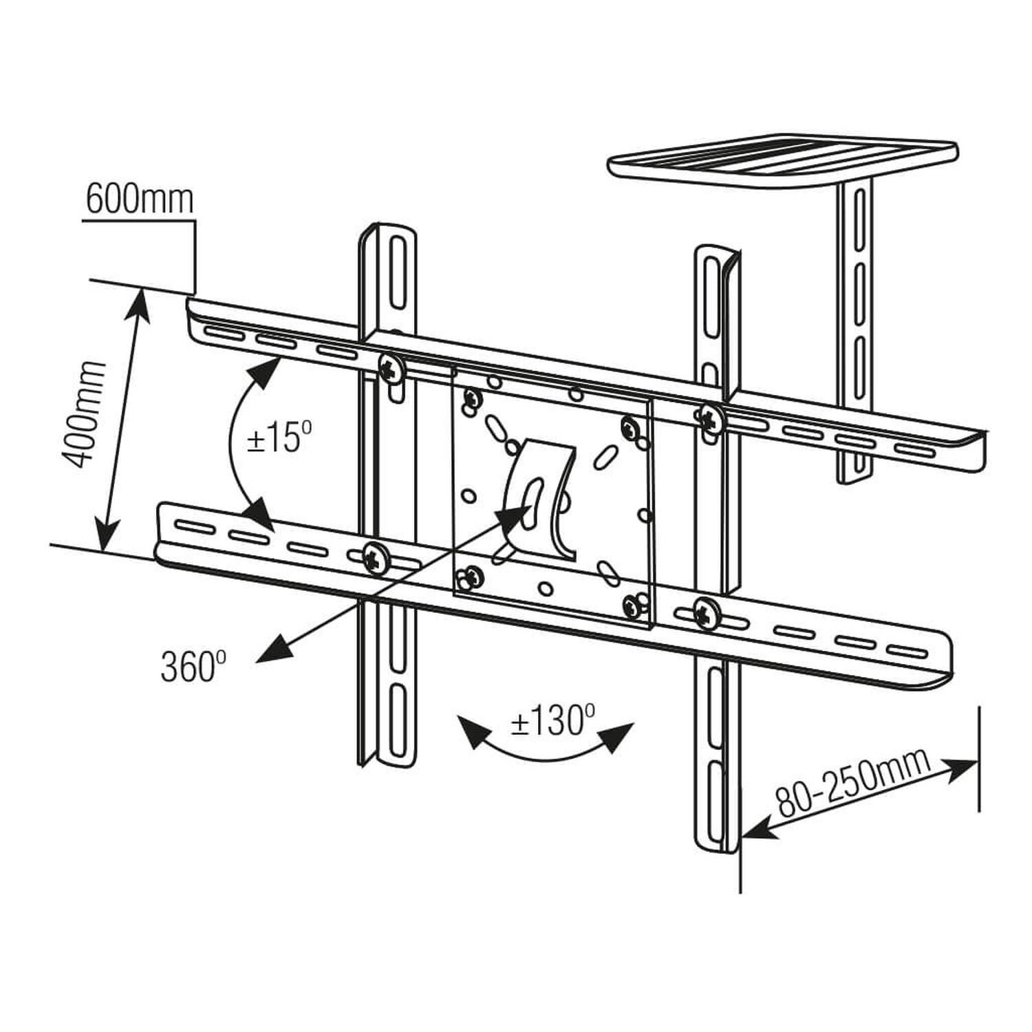 Soporte Para Tv Con Brazo De 23cm 10" A 70" 360 + Soporte Deco Sbrp430 image number 2.0