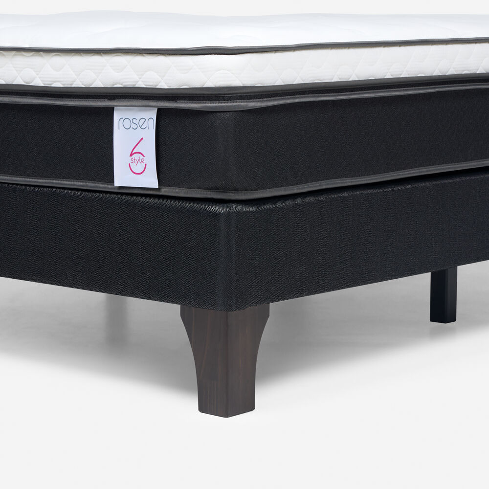 Cama Europea Rosen New Style 6 / 2 Plazas / Base Normal + Set De Maderas Issey Grafito image number 5.0