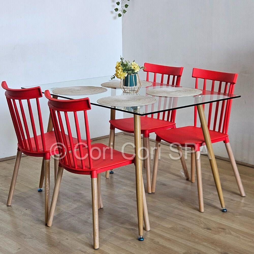 Comedor Vidrio Templado 120x80cms + 4 Sillas Windsor image number 0.0
