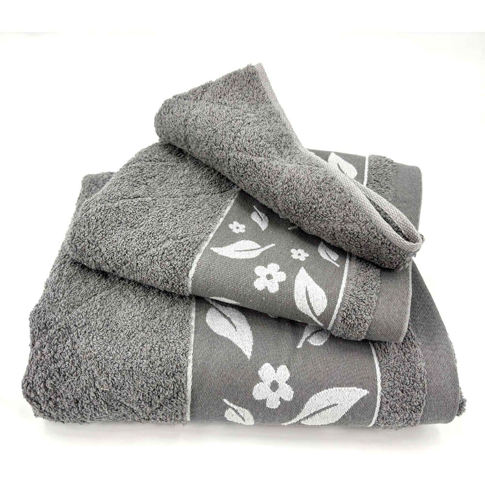 Juego Toalla Andes 3 Piezas Hojas Gris image number 1.0