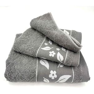 Juego Toalla Andes 3 Piezas Hojas Gris