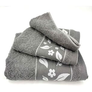 Juego Toalla Andes 3 Piezas Hojas Gris