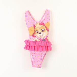 Traje De Ba&ntilde;o Tull Ni&ntilde;a Rosado Skye Paw Patrol