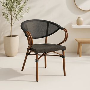 Silla Bistro Parisina Textileno Con Reposabrazos - Caf&eacute; Oscuro