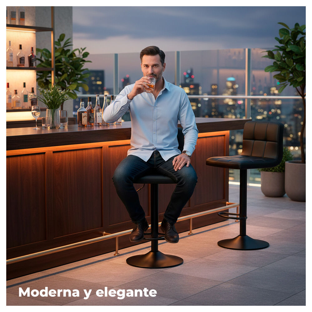 Pack 2 Silla De Bar Con Base Mate Y Altura Regulable Dise&ntilde;o Moderno image number 2.0