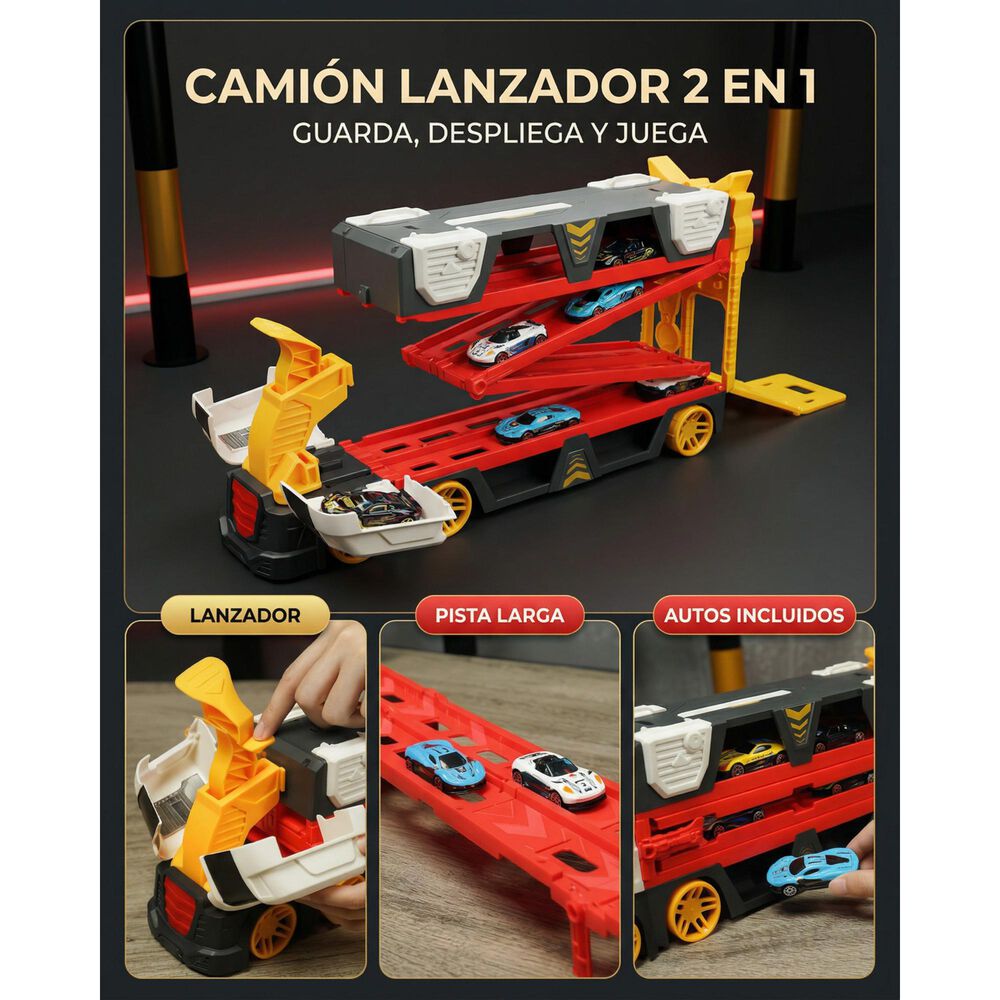 Cami&oacute;n Grande Juguete Ni&ntilde;os Con Autos Y Rampa image number 13.0
