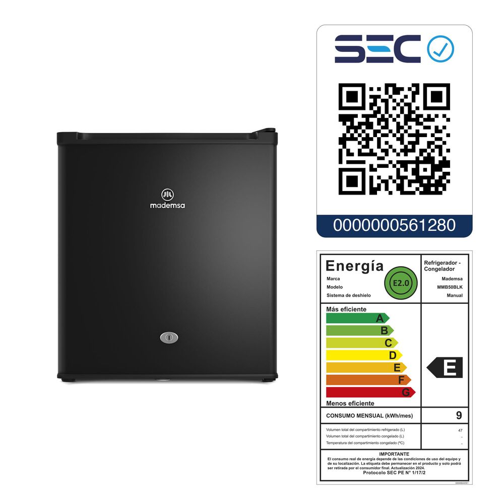 Frigobar 50l Fr&iacute;o Directo Con Llave Y Luz Led Mmb50blk Negro image number 8.0