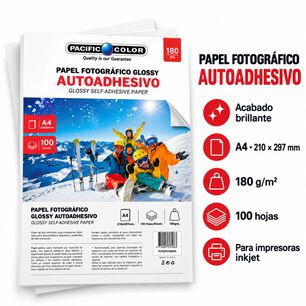 Papel Fotogr&aacute;fico Adhesivo A4 Glossy 180g 100 Hojas - Ps