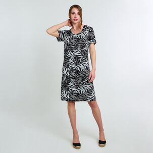 Vestido Full Print Manga Corta Cuello Redondo Mujer Lesage