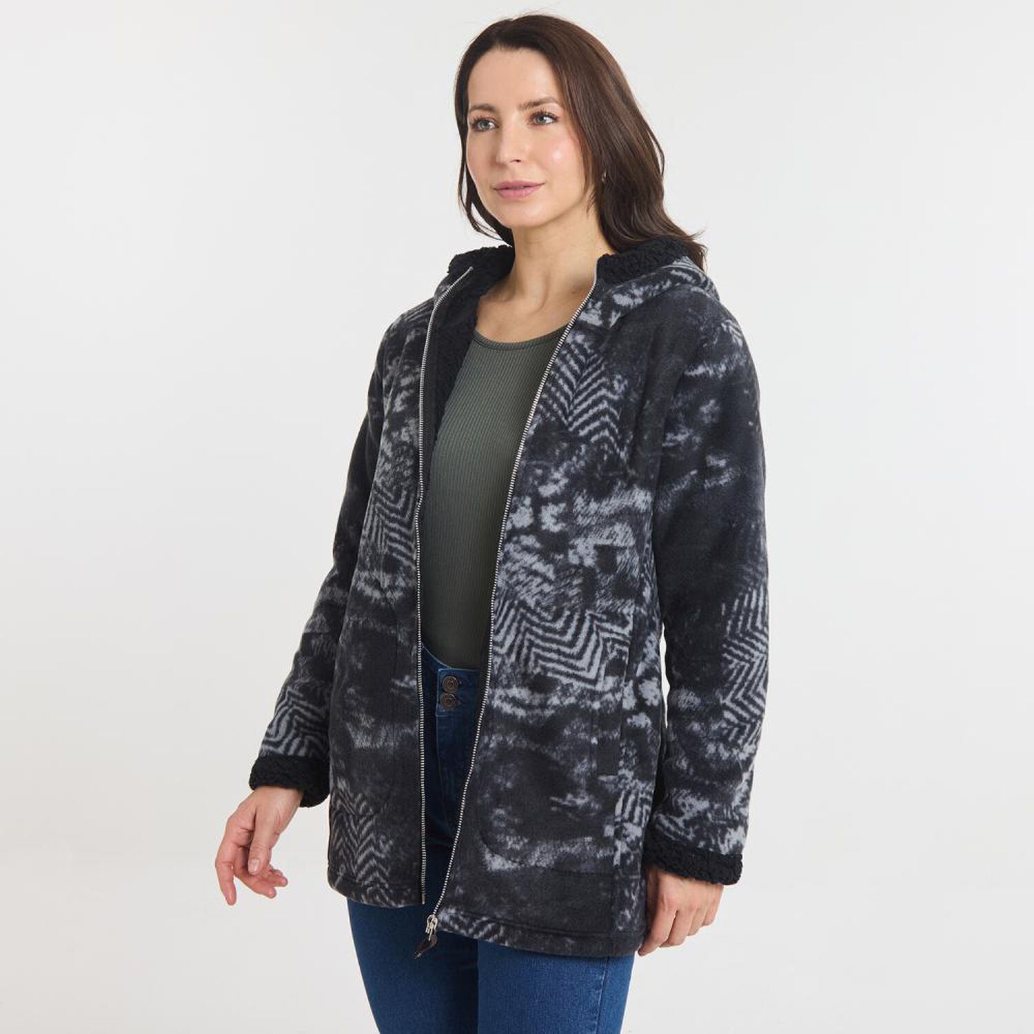 Chaqueta Print Regular Cuello Alto Con Capucha Mujer Geeps image number 2.0